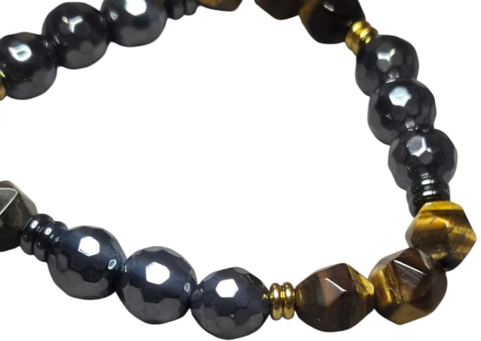 Gele tijgeroog armband met hematiet.