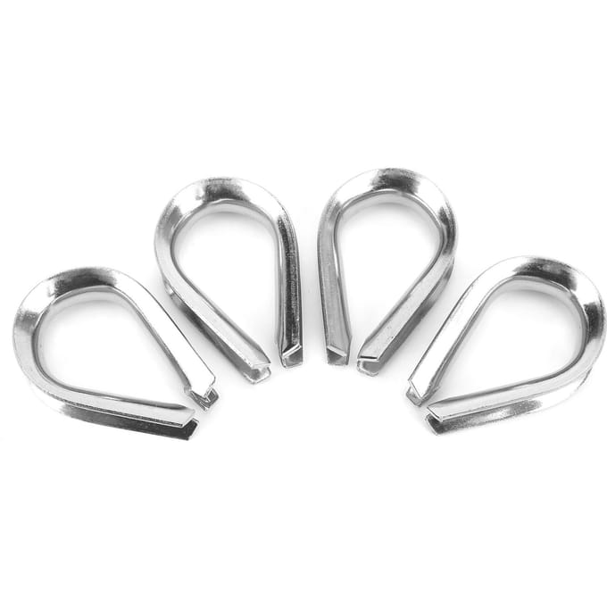 4 stuks 12 mm M12 Roestvrij Staal Staalkabel Oogplaten voor Staalkabel met 12 Inch Diameter white