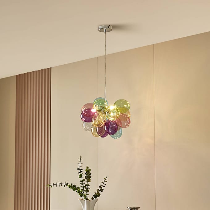 Lucande - hanglamp - 3lichts - glas - H: 30 cm - G9 - meerkleurig