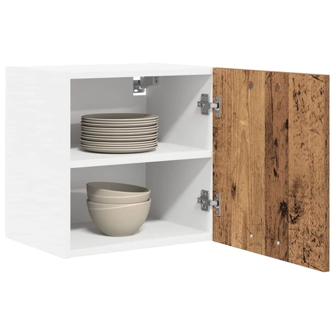 vidaXL - Hangkast - 2 - st - Oud - Hout - en - Wit - Bewerkt - hout