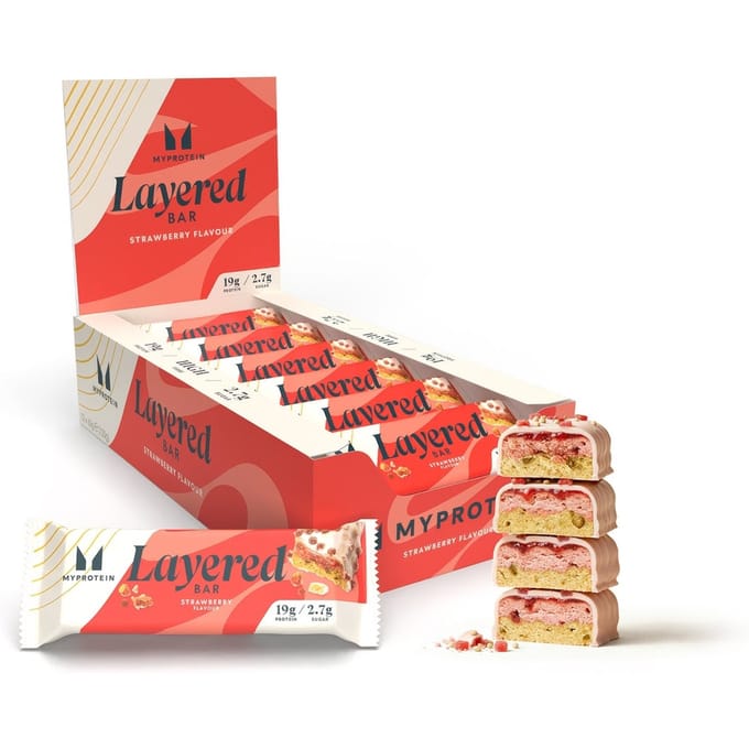 Eiwitreep met laagjes - 12 x 60g - Aardbei