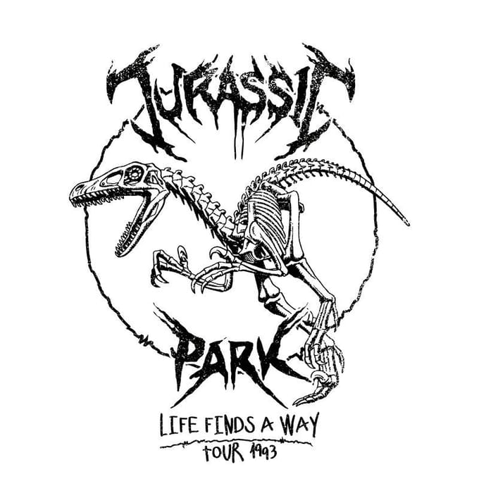 Jurassic Park Raptor Drawn Men's T-Shirt - Wit - S