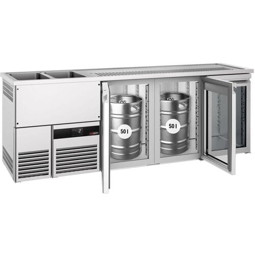 GGM Gastro Bierkoeling PREMIUM - 2500x700mm - 3 glazen deuren zilver