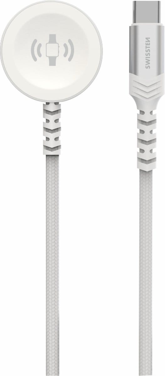 Swissten Draadloze Magnetische Oplaadkabel - Geschikt voor Apple Watch - USB-C - 1.2M - Wit