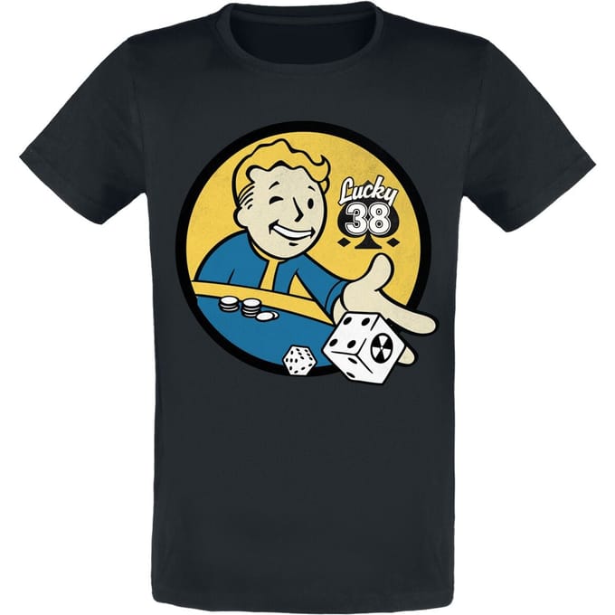 Fallout - Gaming T-shirt - Lucky 38 Dice - S tot M - zwart