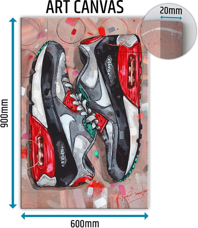 Sneaker canvas sideways red 60x90 cm