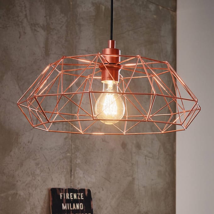EGLO Vintage Carlton 2 - Hanglamp - 1 Lichts -  Ø455 mm. - Koper - Zwart
