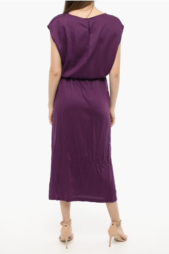 Maxi-jurk van effen twill in violet