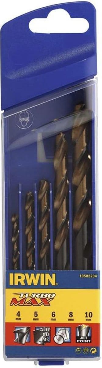 Irwin HSS Turbomax borenset 5-delig 4/5/6/8/10 mm 10502234