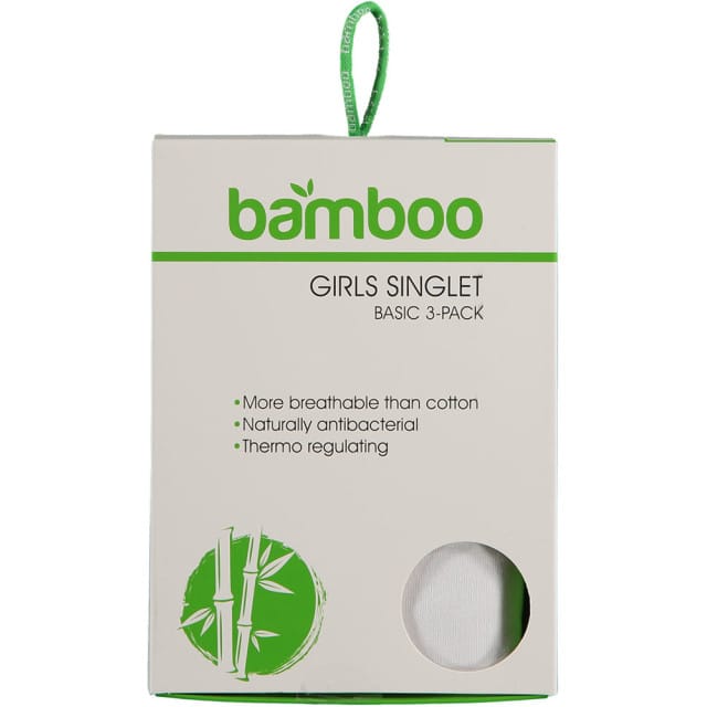 Apollo Meisjes Bamboe Singlet Hemden 3-Pack Zwart Grijs Wit Spaghettibandjes Onderhemd - Maat  122/128