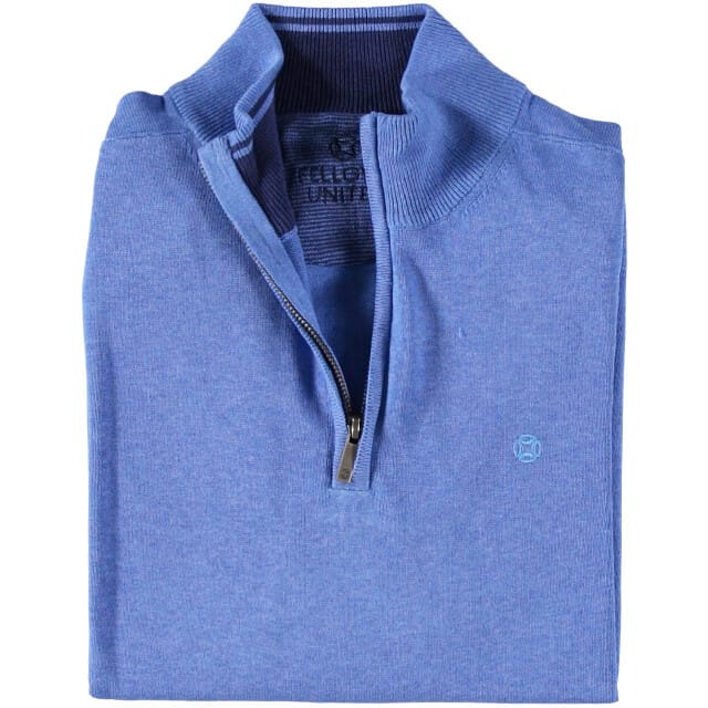 Fellows United - Half zip trui - Mannen - L - Midden Blauw - Katoen - 99.1104
