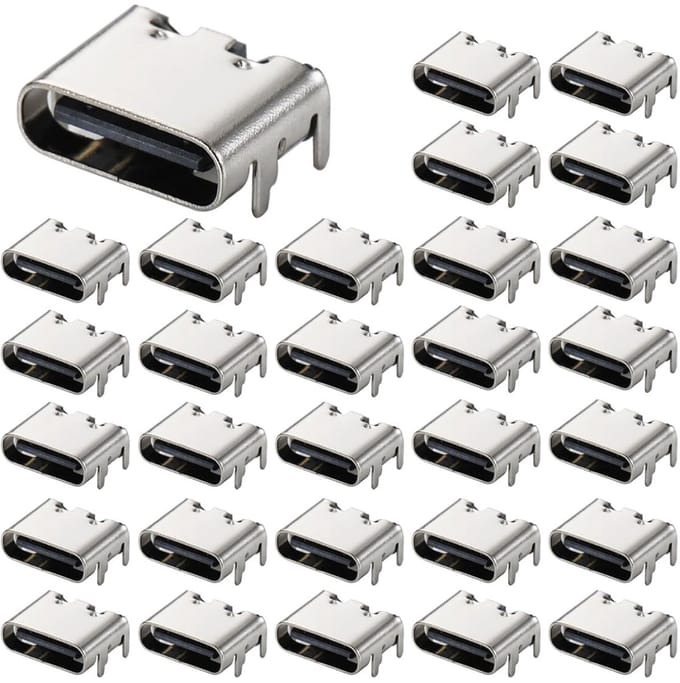 Dailygoody - USB 3.1 - Type C - Vrouwelijke connector - 6-pins - Hittebestendig - PCB-ontwerp - Doe-het-zelf