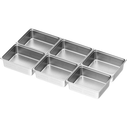 GGM Gastro (6 stuks) RVS GN-bak GN 2/1 - geperforeerd - Diepte: 200mm zilver