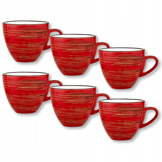 Wilmax Espresso Kopjes 75 ml - Set van 6 - Rood Porselein