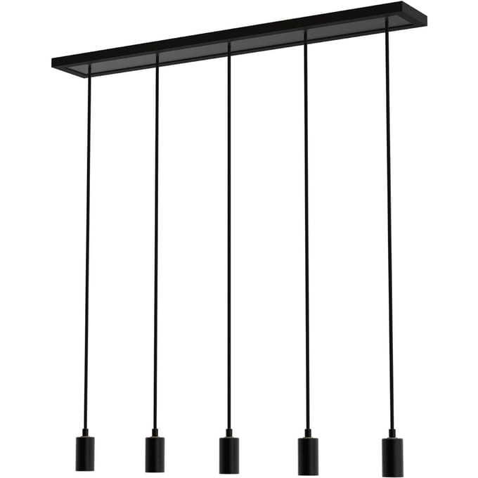 Segula hanglamp Madox 5X Wave, zwart, staal, E27