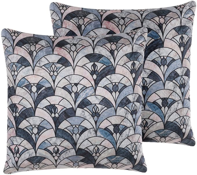 KOODAL - Sierkussen set van 2 - Donkerblauw - 45 x 45 cm - Polyester