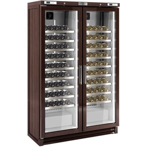 GGM Gastro Weinkühlschrank - Echtholz - 2 Klimazonen - 700 Liter - max. 200 Flaschen Bruin