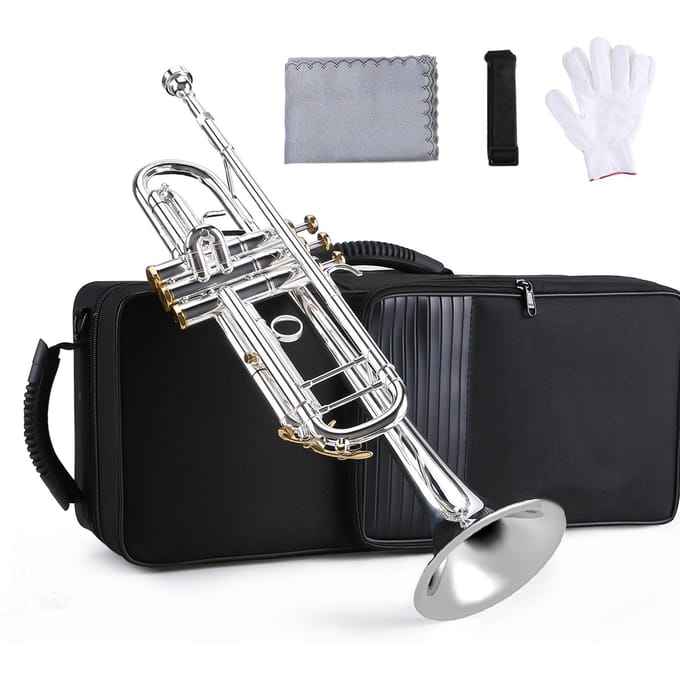 Trompette professionnelle Bb, matériau en laiton, Surface plaquée argent, beaux boutons de coque, vent argenté