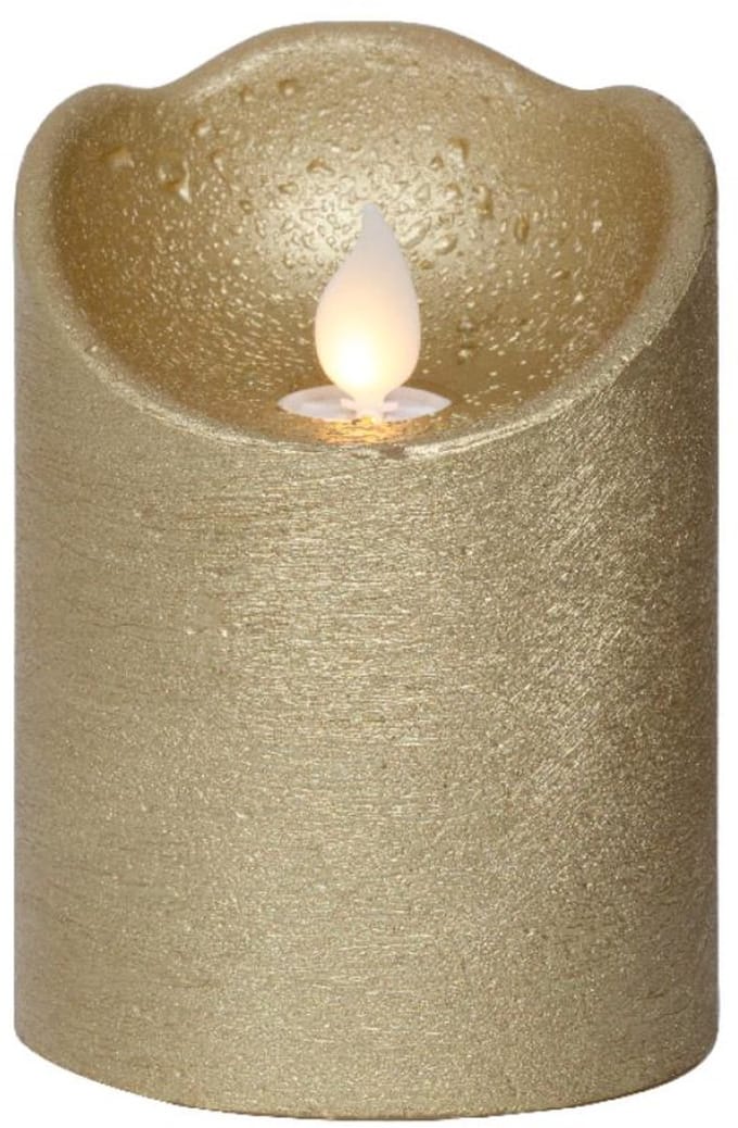 LED Waving kaars wax goud Ø7,5xH10cm