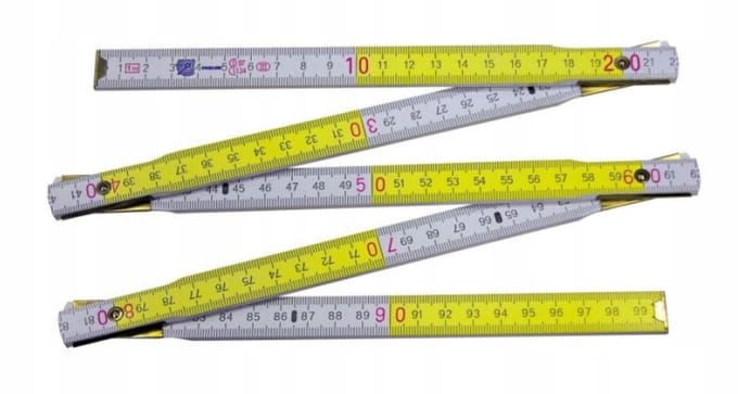 Profast Mega - Opvouwbare Houten Rolmaat - 2m - Beukenhout - Geel; Wit