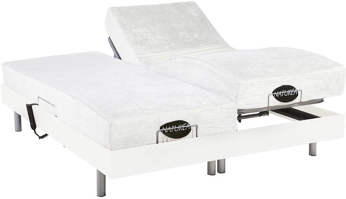 Vente-unique Bed met elektrische lattenbodem hout wit 2 x 90 x 200 cm