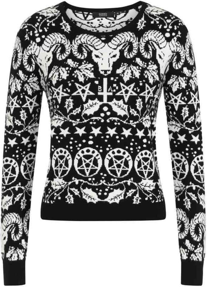 Banned - GOAT LORD ALL OVER XMAS Kersttrui - M - Zwart
