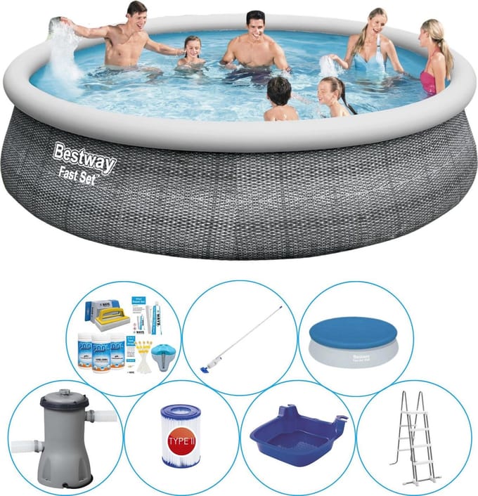 Fast Set Rattan Rond 457x107 cm - Zwembad Deal