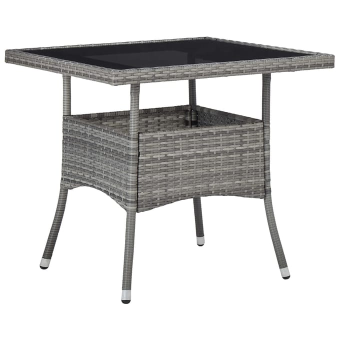vidaXL - Tuintafel - poly - rattan - en - glas - grijs