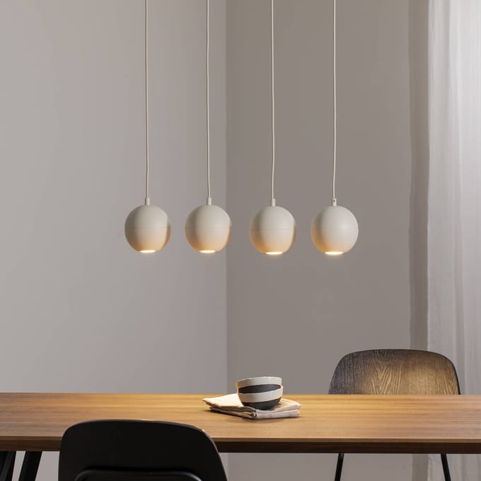 HELAM Hanglamp Midway, zandkleurig, 4-lamps, 65 cm lang, GU10