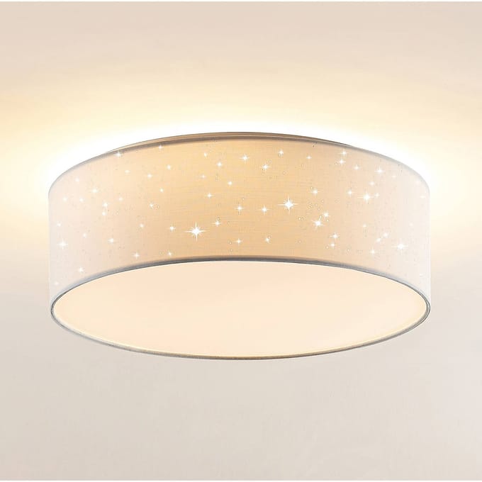 Lindby LED plafondlamp Ellamina, 40 cm, wit, textiel