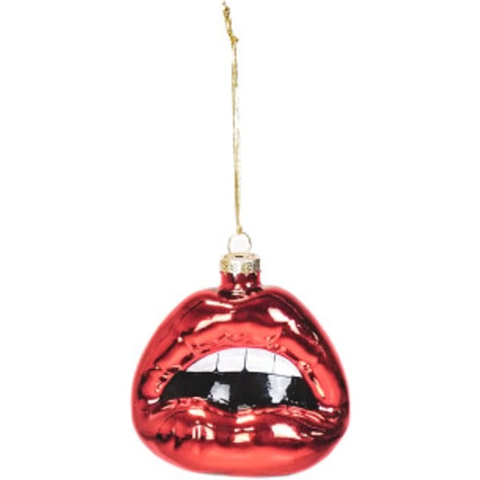 Housevitamin - Kersthanger - Lip - Glas - Rood - 8,5x3,5x8,5cm
