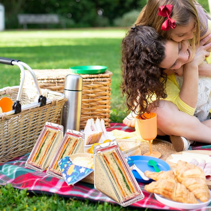 Sandwichcontainer Gemakkelijk schoon te maken Draagbaar Herbruikbaar Transparant Driehoekig Ontbijt Sandwichdoos 2Pcs transparant