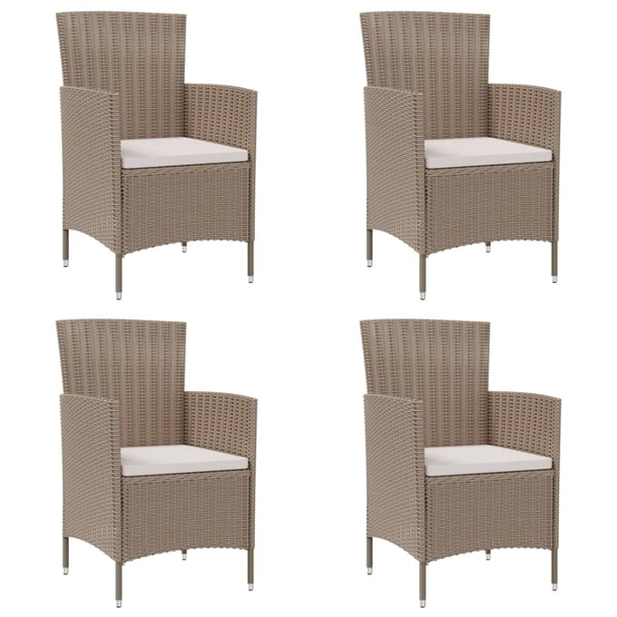 vidaXL - Tuinstoelen - 4 - st - met - kussens - poly - rattan - beige