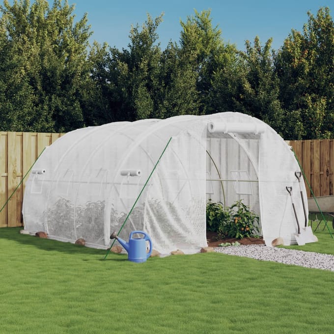 vidaXL - Kas - met - stalen - frame - wit - 12 - m² - 4x3x2 - m