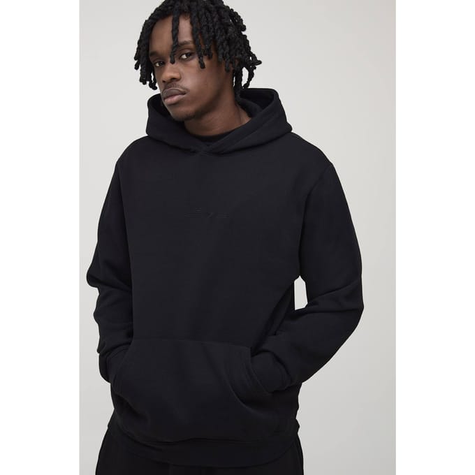 Tall Essential BM Signature Regular Fit Over the Head Hoodie | Black | Size Medium