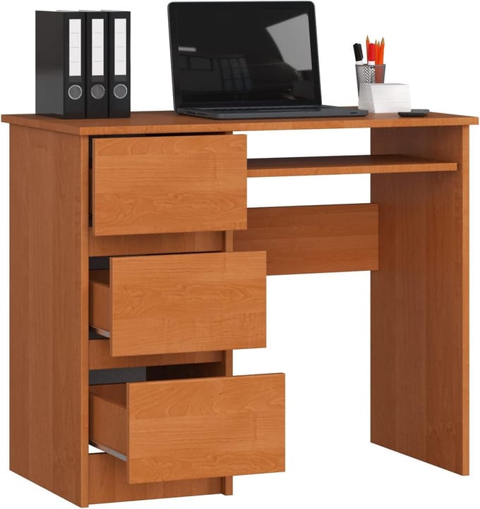 Bureau met Lades - Werkplek Bureau - Thuiswerken Kantoor - Uitschuifbaar Toetsenbordblad - 90x77x50 cm - Eiken Decor