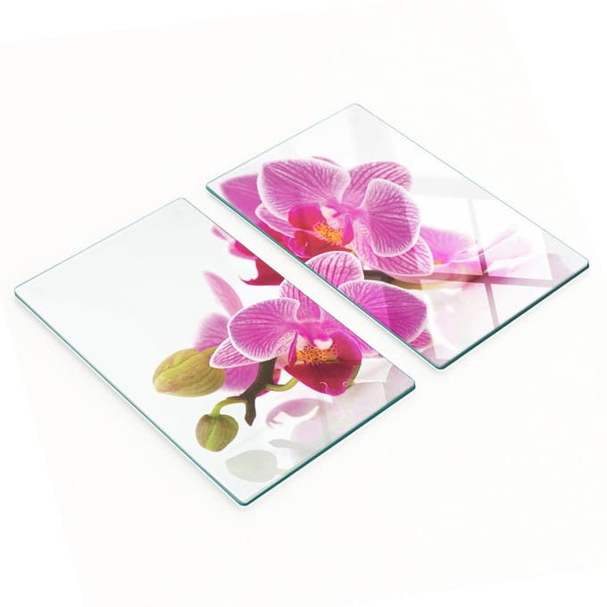 Glazen snijplanken met orchideeënmotief, 2x30x52 cm