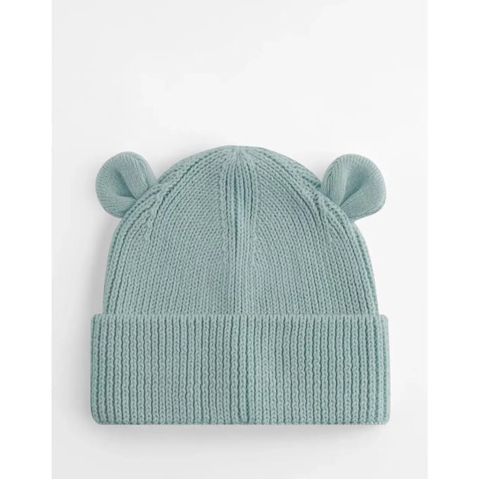Organic Baby Bear Beanie - Dusty Turquoise - 6-12 MTHS