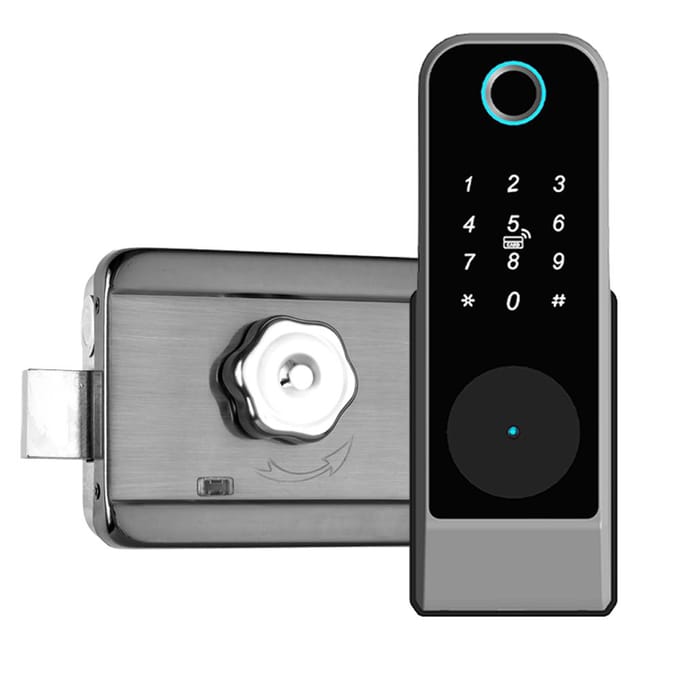 Serrure intelligente de porte d'entrée sans clé, antivol, mot de passe biométrique, serrure de porte avec application Tuya à distance noir