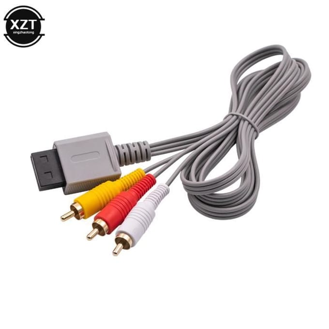 1.8m 3 Câbles RCA pour Nintendo Wii Console de contrôleur Audio Vidéo Câble AV Composite 480p plaqué Or 3RCA
