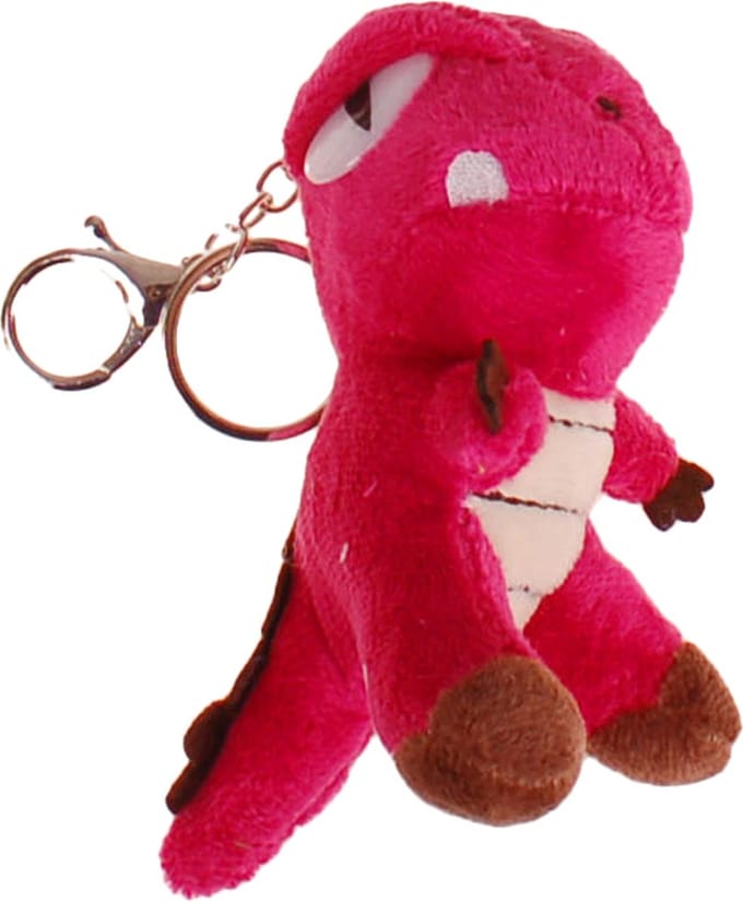 Tashanger/Sleutelhanger Dino T-REX Donkerroze 12x6x4,5cm