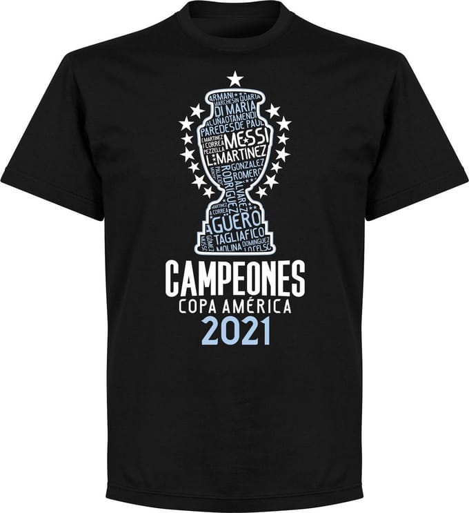 Argentinië Copa America 2021 Winners T-Shirt - Zwart - M