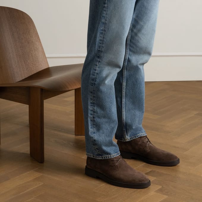 Manfield - Heren - Bruine suède veterboots - Maat 44