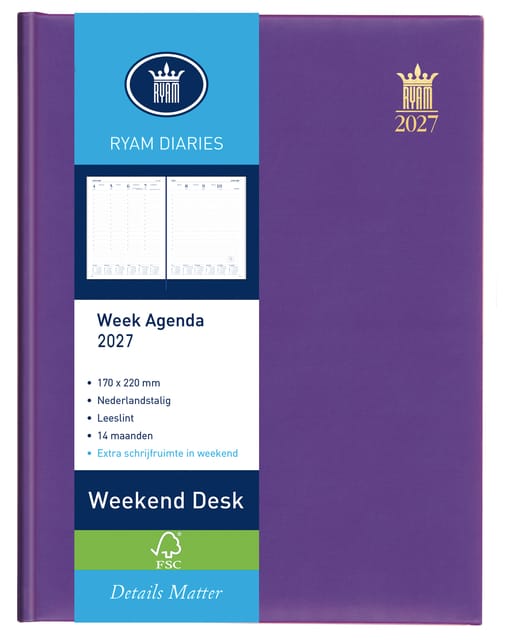 Agenda 2027 Ryam Weekplan Weekend Desk Lazio 7dagen/2pagina's assorti