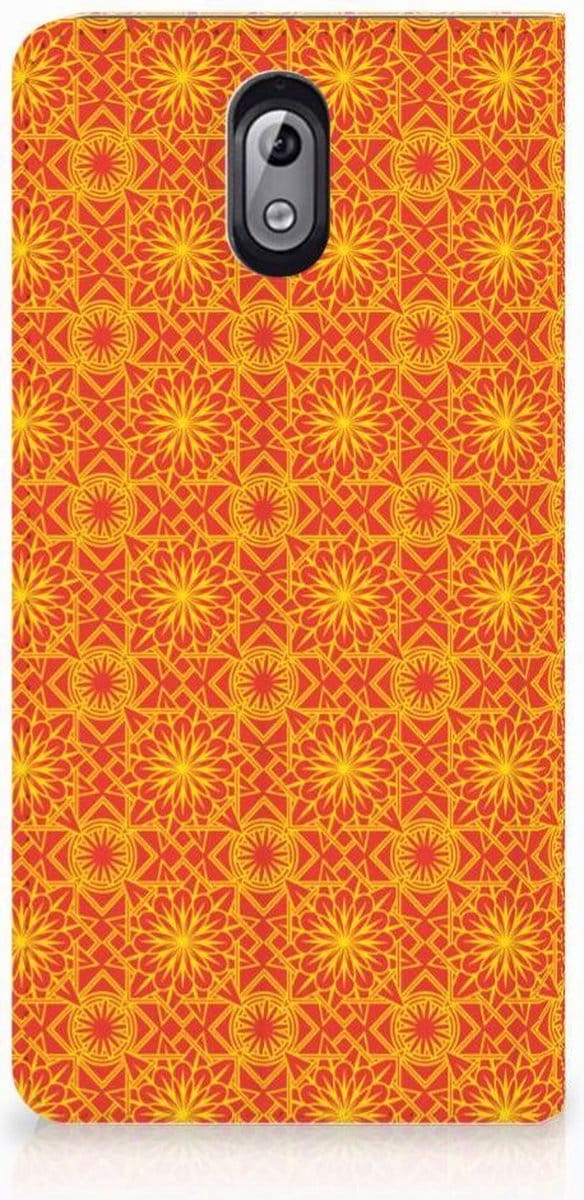 Nokia 3.1 (2018) Hoesje met Magneet Batik Oranje