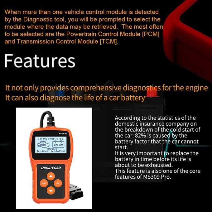 Auto Professionele Scan Tool Auto Obd Batterij Levensduur Tester Auto Code Reader Auto Fout veelkleurig