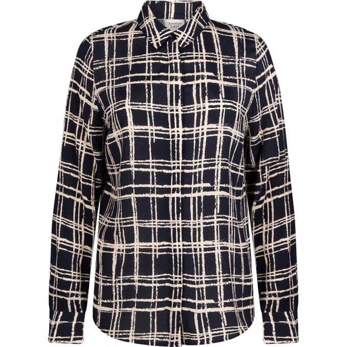 Another Label Dreiser Check Shirt Long Sleeve Night Sky Check Größe: M | Longsleeves Outlet | Damen | Schwarz
