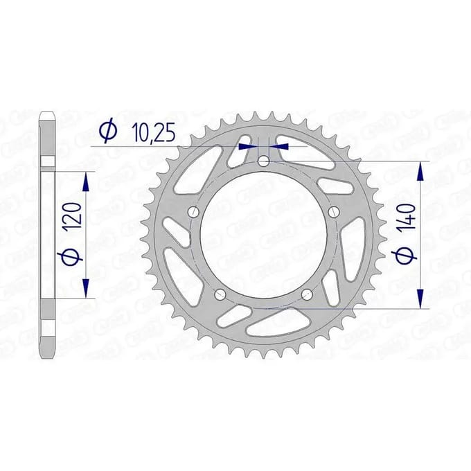 Couronne moto alu standaard Afam 520