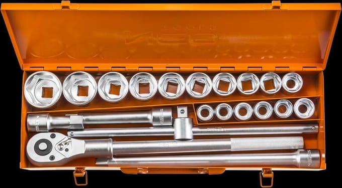 NEO - Dopsleutelset - 3/4" - 21-delig - Chroom-Vanadiumstaal