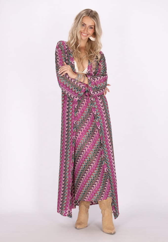 IZIA Kimono Dames Roze Veelkleurig